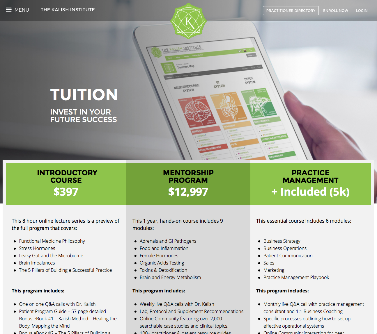 Screenshot of Kalish Website (Internal)